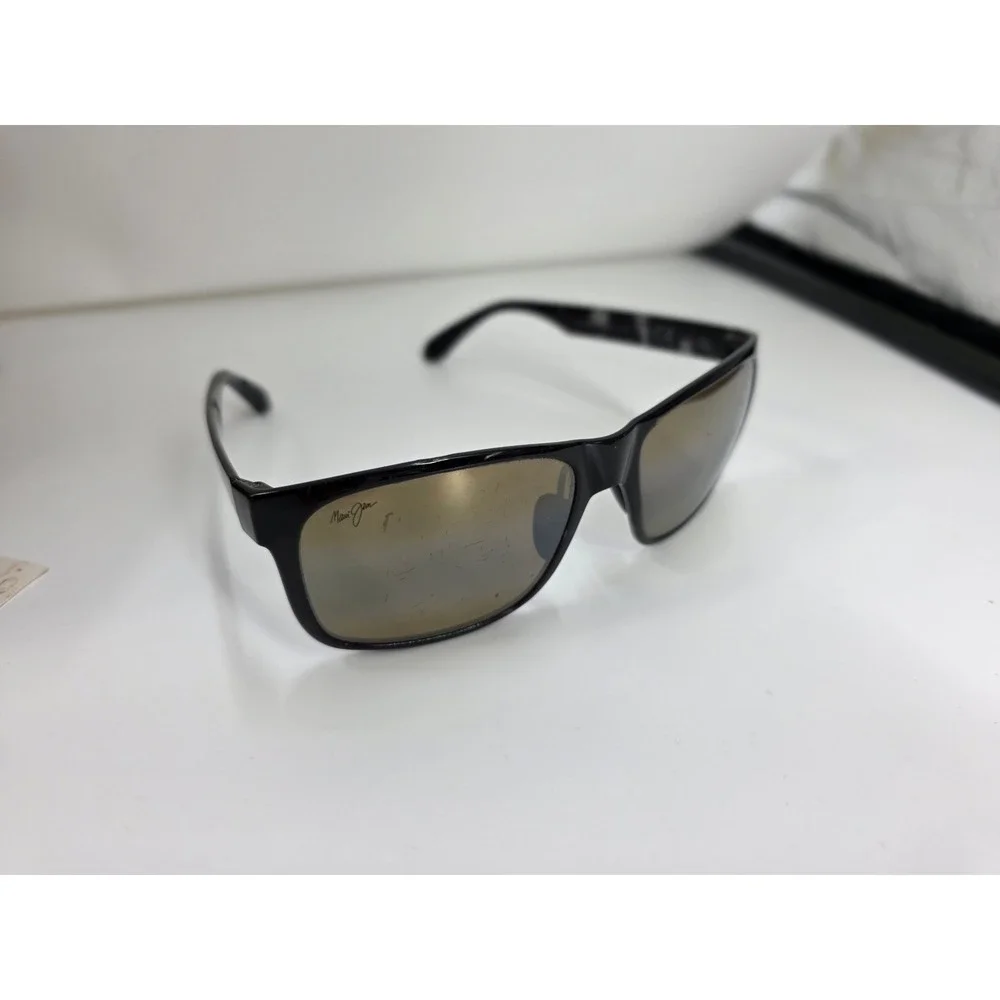 Maui Jim Rectangular Polarized Sunglasses Black Marble Frame MJ-407-02